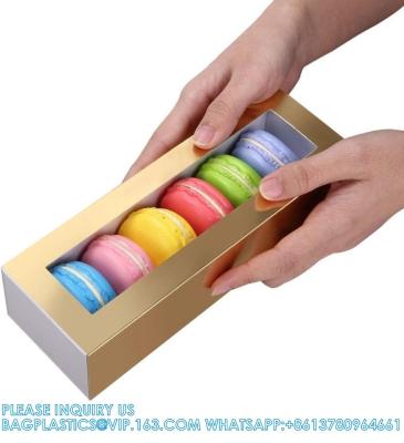 China Macaron Boxes, Macaron Gift Box For 6, Macaron Packaging Boxes With Clear Window, Blue Macaron Gift Boxes for sale