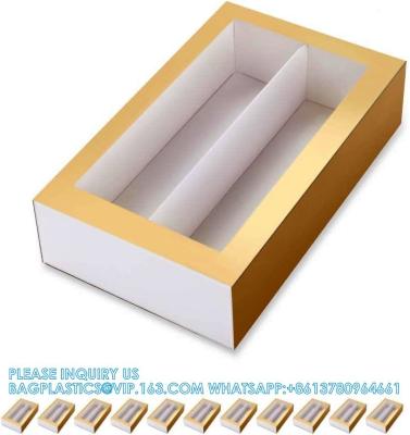 China Macaron Packaging Boxes With Clear Window Gold Without Macarons Inside Rose Gold gift box packaging, sustainable for sale