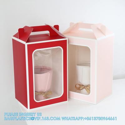 China Large Gift Boxes, 10 Pcs Tote Paper Bags With Transparent Window, 9.8 X 7 X 5.1