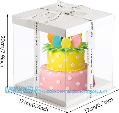 China Cake Packaging Boxes Tall Cake Box With Lid and 148ft Ribbon Tall Cake Boxes for Tier Cakes for 4-inch Double Layer for sale