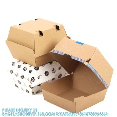 China Caja de hamburguesas de papel, caja de hamburguesas ondulada de 300 gramos de papel de comida rápida cartón desechable de 1 a 6 colores en venta