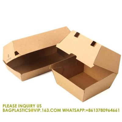 China Custom Size Food Packaging Hamburger Cardboard Box Kraft F-Flute Corrugated Super Thick Paper 300gsm Paper Burger Box for sale