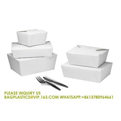 China 110 oz Paper Take Out Containers White Lunch Meal Food Boxes #1, Disposable Storage To Go Packaging for sale