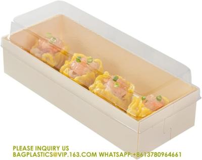 China 18 Oz Rectangle Long Straight Wooden Containers - Containers Sold Separately, Clear Plastic Lids for sale