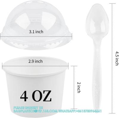 China Tazas de helado desechables con tapas y cucharas para congelador, tazas de postre tazas de helado recipientes de bocadillos en venta