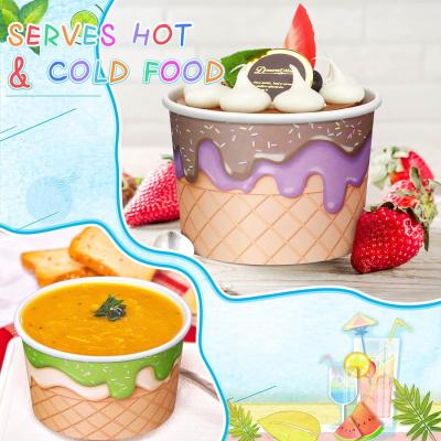 China 8 Oz Ice Cream Cups Summer Snack Cups Ice Cream Party Paper Cup Disposable Ice Cream Bowls Paper Snack Bowls for sale