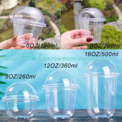 China Plastic Cups Ice-Cream Cups Dome Lids, 180ml/6oz Sundae Dessert Cups For Iced Coffee Cold Drinks Frozen Yogut for sale
