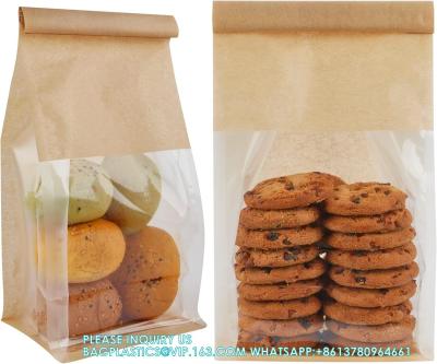 China Bakery Bags With Window, Resealable Tin Tie Tab Lock Bread Storage Bags, Front Snack Bags For Packaging Cookies for sale