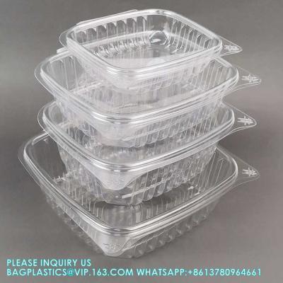 China 8oz 12oz 16oz 24oz 32oz 48oz Clear Plastic Pet Hinged Clamshell Fruit Salad Box Bowl Transparent Deli Container for sale