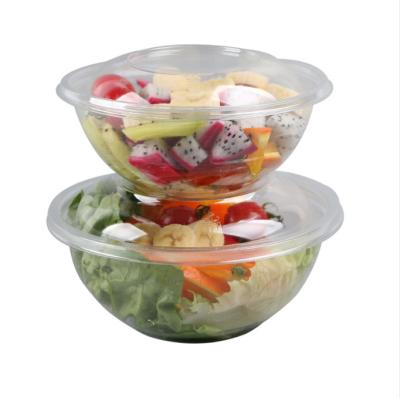 China Cuenco desechable de 24 oz con tapas para alimentos Cuenco desechable de plástico personalizado con tapa recipiente transparente Cuenco de ensalada en venta
