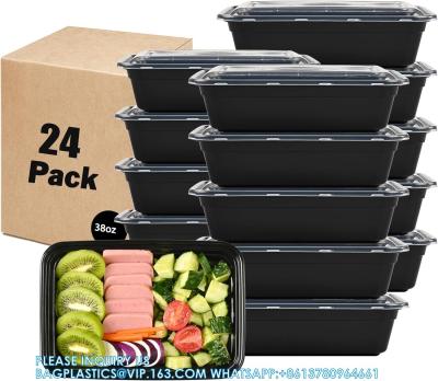 China 38oz Meal Prep Containers 24 Pack 1 Compartment With Lids, Food Storage Bento Stackable Reusable Lunch Boxes for sale