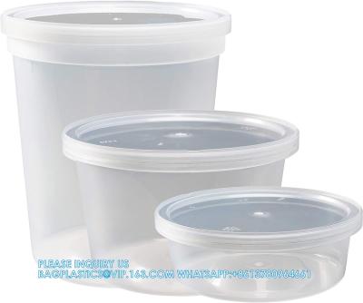 China 8oz, 16oz, 32oz Freezer Deli Cups Combo Pack, Leakproof Round Clear Takeout Container Meal Prep Microwavable for sale