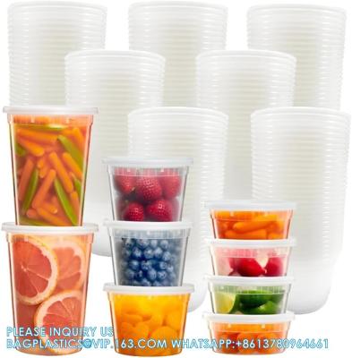 China Deli Containers With Lids,  Deli Cup With Lids, 6oz, 8oz, 32oz Freezer Storage Containers Leakproof Stackable for sale