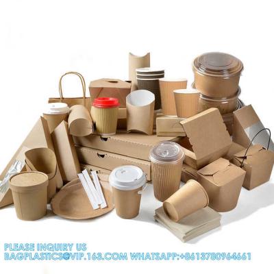 China Custom Printed Take Away Food Packaging Kraft Paper Lunch Box Paper Pizza Box Salad Snack Food Container Boxe for sale