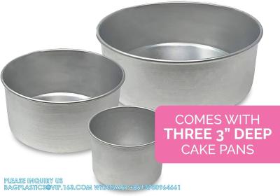 China 4-Inch, 6-Inch, 8-Inch Cake Pan Set For 3-Tiered Cake - Aluminum Cake Pans Sets For Baking Wedding Birthday Cakes for sale
