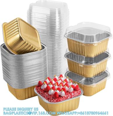 China 5oz Aluminum Foil Mini Cake Pans With Lids,Disposable Ramekins Cake Pans,150ml Dessert Cups Cupcake Pans for sale