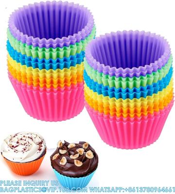 China Reusable Silicone Cupcake Baking Cups 24 Pack, 2.75 Inch Cups, & Non-Stick Muffin Liners For Party Halloween for sale