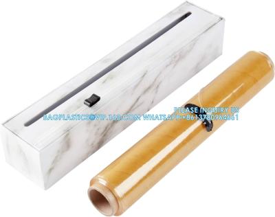 China Refillable Pla Wrap Dispenser PVC Cling film Professional BPA Free Plastic Wrap Reusable Dispenser Slide Cutter for sale