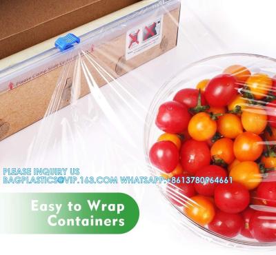 China 100% Compostable Kitchen Cling Wrap Biodegradable Corn PLA Food Film Roll With Slide Cutter for sale