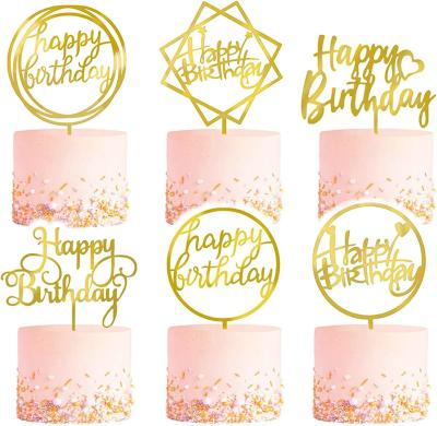 China Birthday Cake Topper Set, Double-Sided Glitter, Acrylic Happy Birthday Cake Toppers/Cupcake Toppers, Birthday Decor for sale