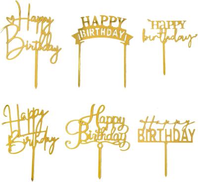 China Topper de pastel de cumpleaños, 6 piezas de acrílico Toppers de pastel de cumpleaños para decoraciones de cumpleaños en venta