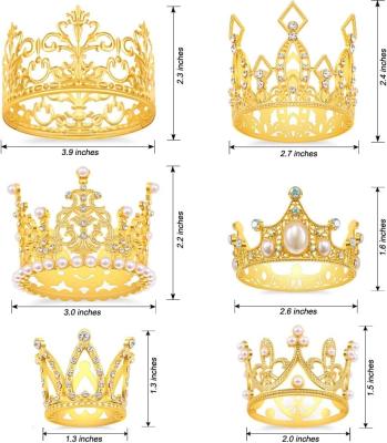 Китай Золотая короновая тортовая накладка, 6 штук тортовая накладка с днем рождения, украшения для тортов принцессы короны, мини-короны для цветов продается
