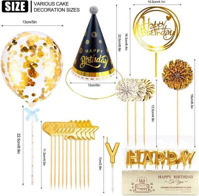 China Set de Topper de pastel de cumpleaños Feliz cumpleaños Cupcake Topper Letters Candelas Toppers Confetti Balón Estrellas Corazones en venta