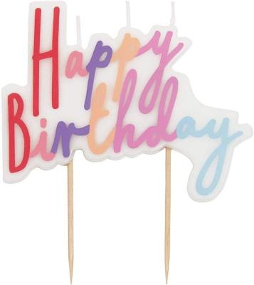 China Happy Birthday Candles Cake Topper | Pastel Party Decorations For Girls Party, Kids, Adults, 8cm X 10cm for sale