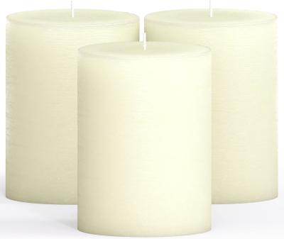 China Pillar Candles Set Of 3 - Decorative Rustic Candles Unscented And No Drip Candles - Ideal As Wedding Candles for sale