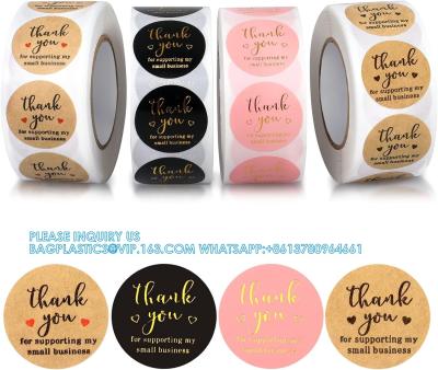 China Thank You Round Stickers For Supporting My Small Business Adhesive Labels, 3-Color, 1inch 2000Pcs, 4 Rolls, Each Roll for sale