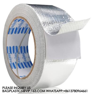 China Cintas de aluminio, cintas de lámina de fibra de vidrio de plata, cintas de aislamiento adhesivas a temperatura, cintas térmicas para conductos en venta