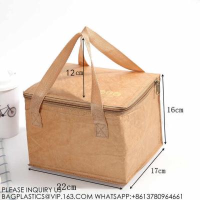 China Wholesale Waterproof Portable Durable Custom Logo Thermal Kraft Picnic Cooler Insulated Paper Tyvek Lunch DuPont for sale