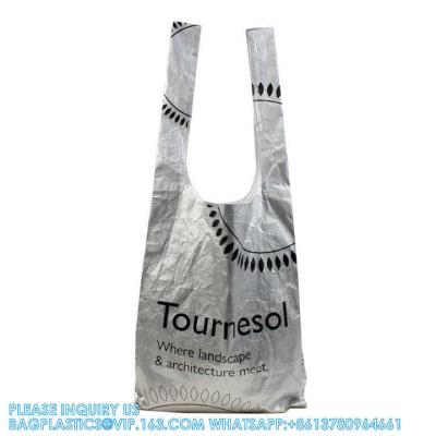 China Tote Shopping Bags, Foldable Large Capacity Custom Logo Dupont Paper Shopping Vest Bag Tyvek T-Shirt Tote Bag for sale