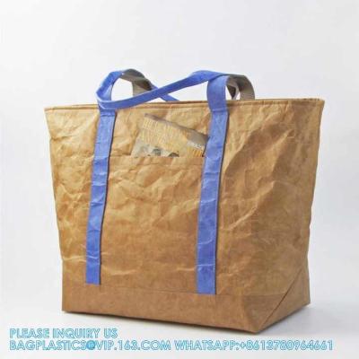 China Wholesale Reusable Custom Logo Printed Waterproof Washable Plain Brown Kraft Tyvek Paper Packaging Shopping Tote Bag for sale