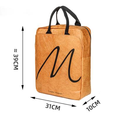 China Washable Kraft Paper DuPont Handheld Retro Waterproof Lightweight Environmental Friendly Style Unique Backpack for sale