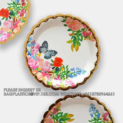 China Disponible, reciclable, sostenible, plato de papel para decoración de fiestas Plato de papel de plato de plato de plato de plato de mesa en venta