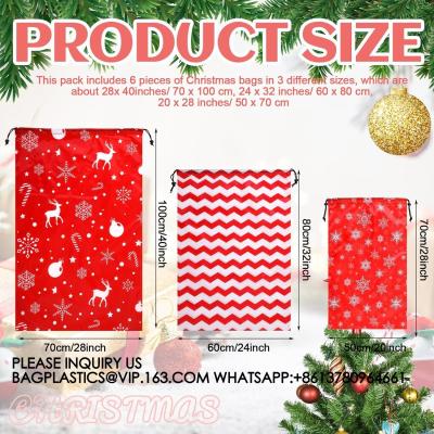 China Drawstring Christmas Gift Bags Reusable Xmas Wrapping Bags Giant Christmas Sacks For Xmas Party Favors for sale