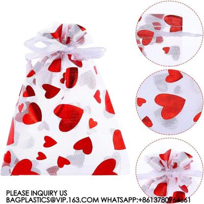 China Organza Jewelry Pouches, Pouch Drawstring Bags For Jewelry Packaging Valentine'S Day Wedding Festival Party Supply for sale