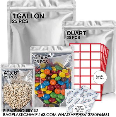 China Large Mylar Bags 1 Gallon(10x14), 7x10 & 5x8, 4x6 With 1 Side Clear - (25 Pcs Each) Stand Up Mylar Bags for sale