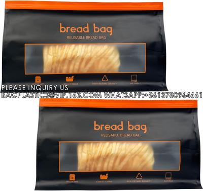 China Reusable Zipper Sourdough Bread Bags To Keep Fresh Extra Large Bakery Bread Bags With Window For Bread Storage for sale