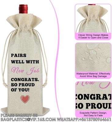 China Wedding Wine Bag, Gift For Wedding Planning, Wedding Officiant, Wedding Host, Bride And Groom Wine Gift, Linen Wine for sale