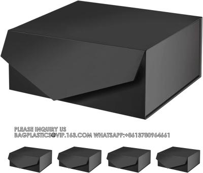 China Cajas de propuestas de novios, cajas plegables rectangulares de cierre magnético para envases de regalos (negro mate) en venta