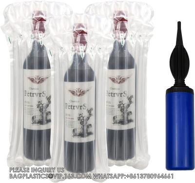 China Wine Bottle Protector With Pump,Inflatable Wine Travel Bags,Air Column Cushion Packaging Wine Bags For Luggage for sale