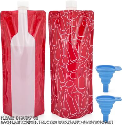China Foldable Wine Bags Travel Wine Bags Wine Pouch With Collapsible Funnel Wine Bottle Bag Flask For Travel,Party for sale