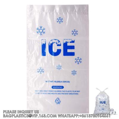 China 10 Lb. Plastic Drawstring Ice Bags 12 X 21 Inch Heavy-Duty Plastic Ice Bags With Plastic Drawstring (2mil Thickness) for sale