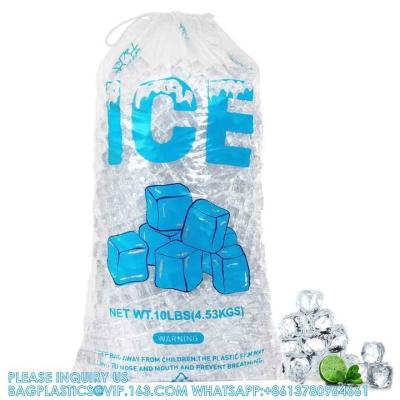 Китай Многоразовый дизайн образа льда Печать толщиной 2 миллиметра тяжеловесные пластиковые мешки для хранения кубиков льда с хлопчатобумажным шнуром продается