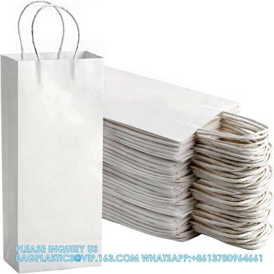 China White Paper Wrapping Bags Wine Bags With Handles Bulk Paper Gift Bags Kraft Bags Retail Bags Party Bags for sale