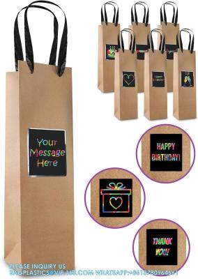 China Bolsas de regalo de vino - Bolsa de regalo de vino con panel de papel rascado para mensajes personalizados - Bolsas de vino para botellas de vino Regalos en venta