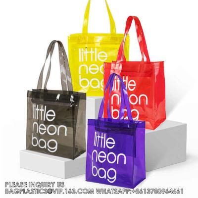 China Custom Logo Women Clear Shoulder Bags Waterproof Jelly Laser Holographic Iridescent Pvc Beach Tote With Rope Handle for sale