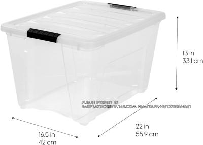 China 53 Quart Stackable Plastic Storage Bins With Lids And Latching Buckles, 6 Pack - Clear, Containers With Lids for sale